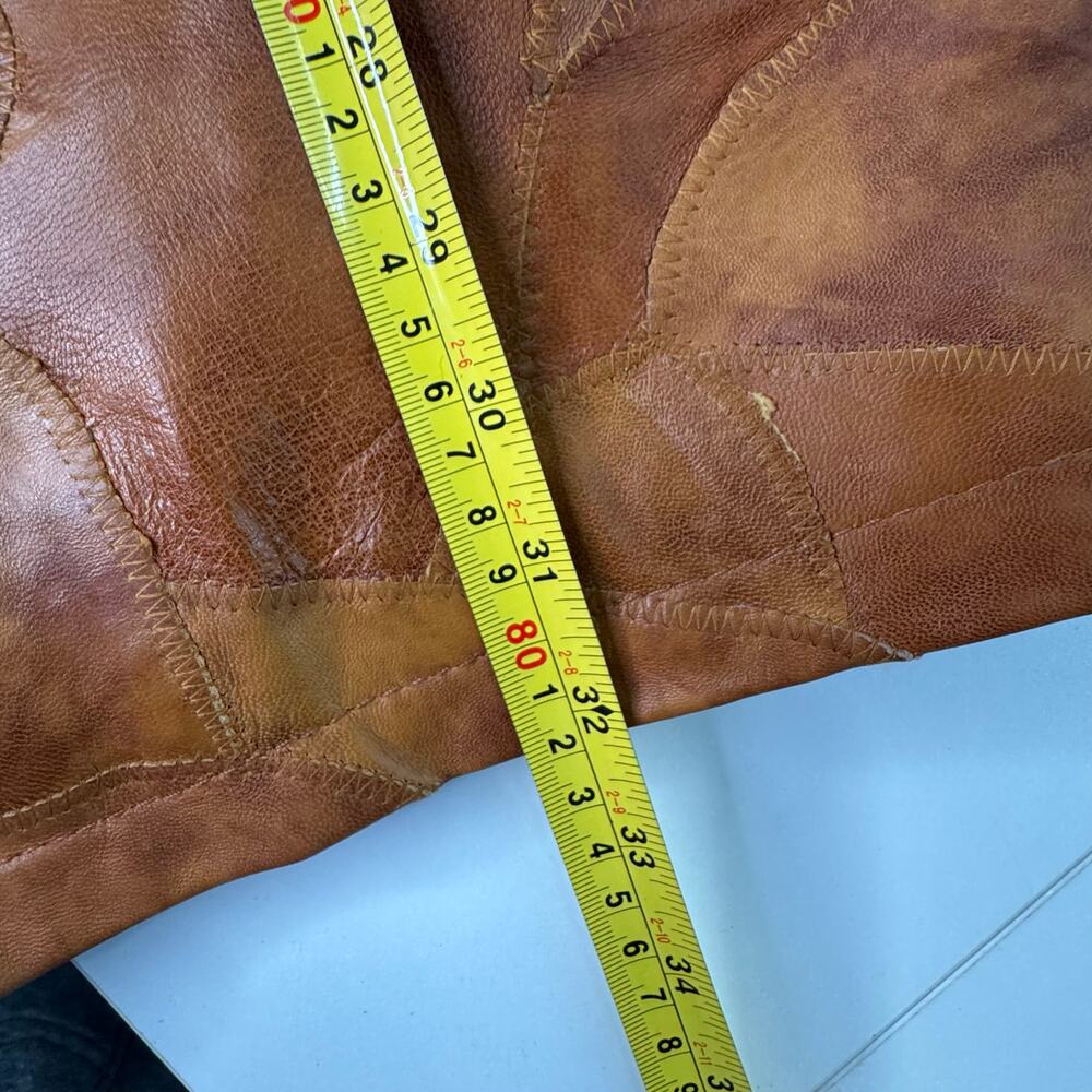 Vintage Y2K 90s  Legacy Patch Work Brown Leather Jacket Size XL Fur Lined - Picture 12 of 13